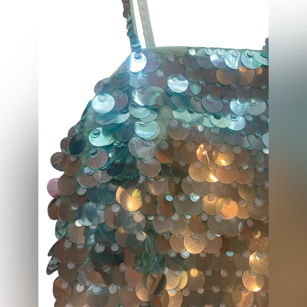 NWT Mac Duggal Mint Slim Strap Paillette Sequin Mini Dress Women (M)10033 - Picture 11 of 14